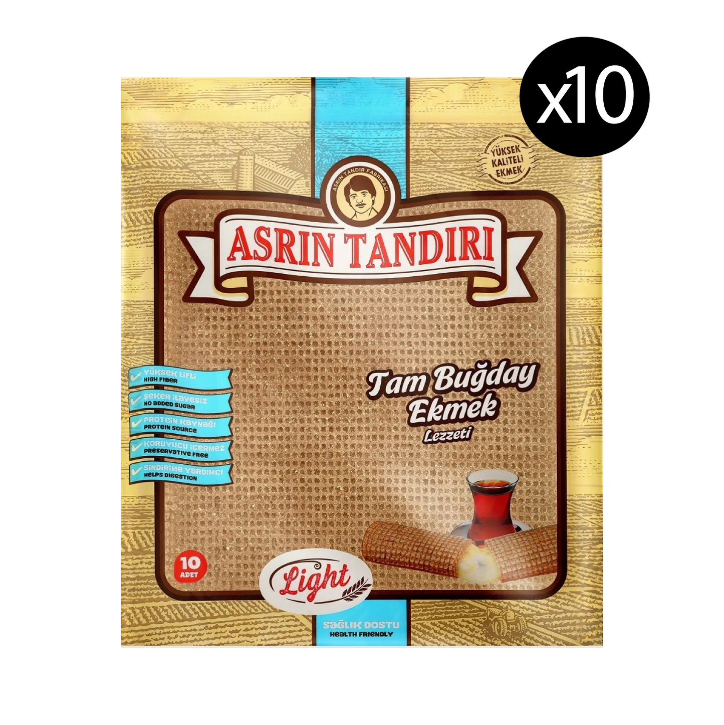 خبز القمح الكامل لايت330 غرام - 10 عبوات